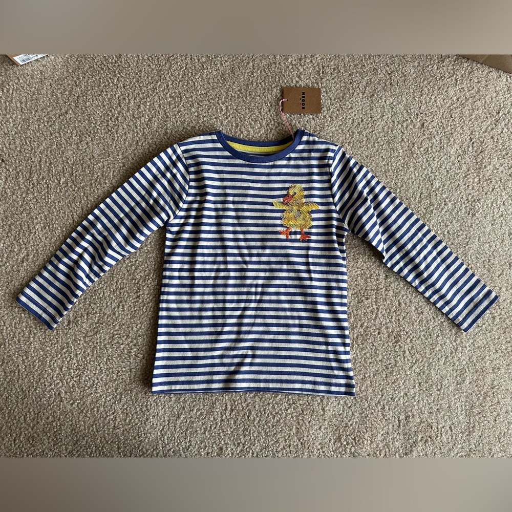 Mini boden kids boys girls Long Sleeve Stitch T-shirt
Soft Starboard/Ivory Chick